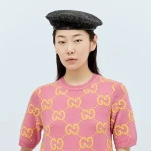 Gucci | Accessories | Gucci Gg Denim Beret Black Grey | Poshmark display picture 2